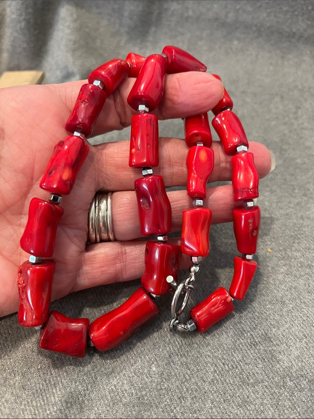 Polished Chunky Coral Necklace - Picture 8 of 8